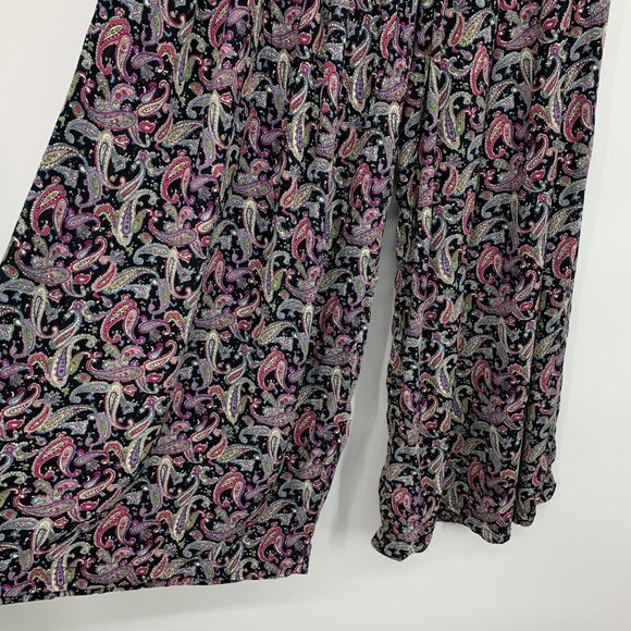 Staring at Stars Pants Black Paisley Print Wide Leg Palazzo Boho - Picture 6 of 10